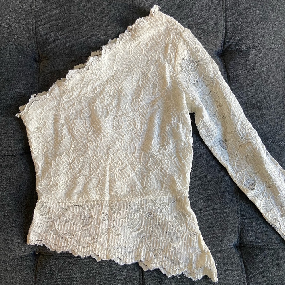 Express Lace One Shoulder Top Small